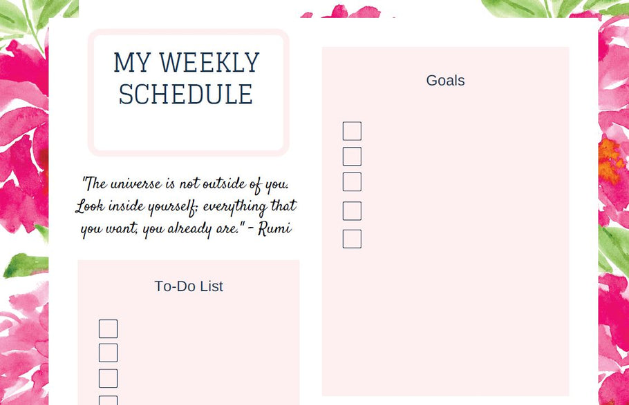 Freebie Friday - Undated Peony Weekly Planner From Pallo