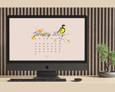 January 2021 Illustrated Desktop Wallpaper