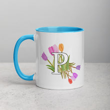 Load image into Gallery viewer, Letter P Floral Mug
