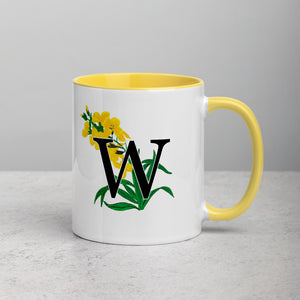 Letter W Floral Mug