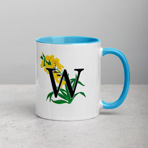 Letter W Floral Mug