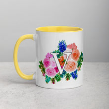 Load image into Gallery viewer, Letter V Floral Mug