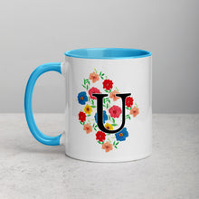 Load image into Gallery viewer, Letter U Floral Mug