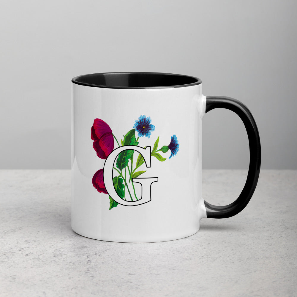 Letter G Floral Mug