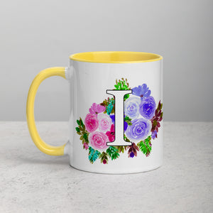 Letter I Floral Mug