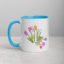 Load image into Gallery viewer, Letter T Floral Mug