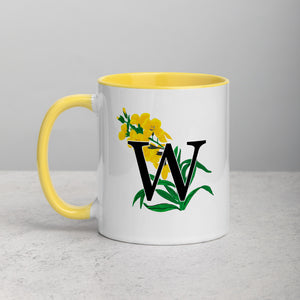 Letter W Floral Mug