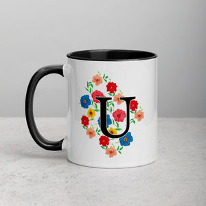 Letter U Floral Mug