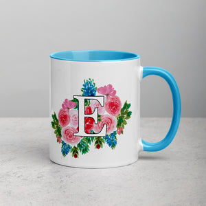 Letter E Floral Mug