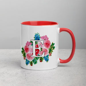 Letter E Floral Mug