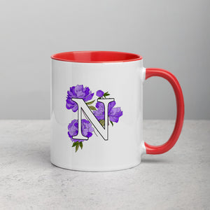 Letter N Floral Mug