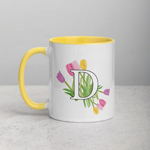 Letter D Floral Mug