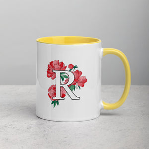 Letter R Floral Mug