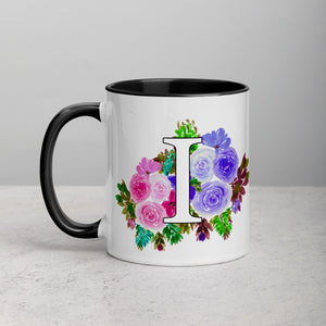 Letter I Floral Mug