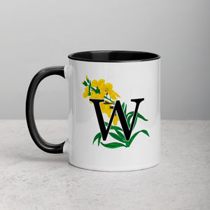 Letter W Floral Mug