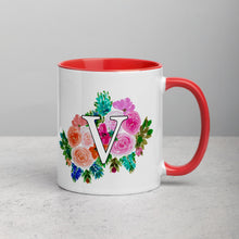 Load image into Gallery viewer, Letter V Floral Mug