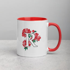 Letter R Floral Mug