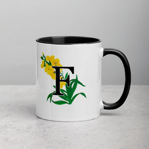 Letter F Floral Mug
