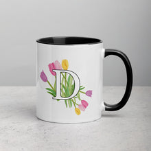 Load image into Gallery viewer, Letter D Floral Mug
