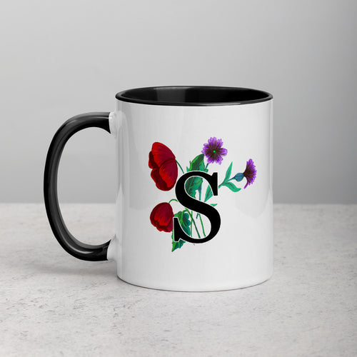 Letter S Floral Mug