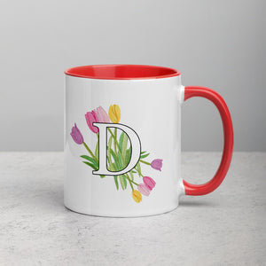 Letter D Floral Mug