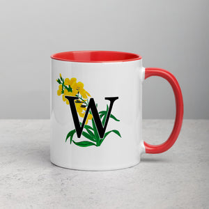 Letter W Floral Mug