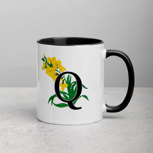 Letter Q Floral Mug