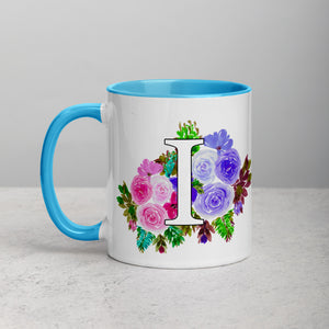 Letter I Floral Mug