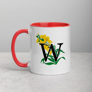 Letter W Floral Mug