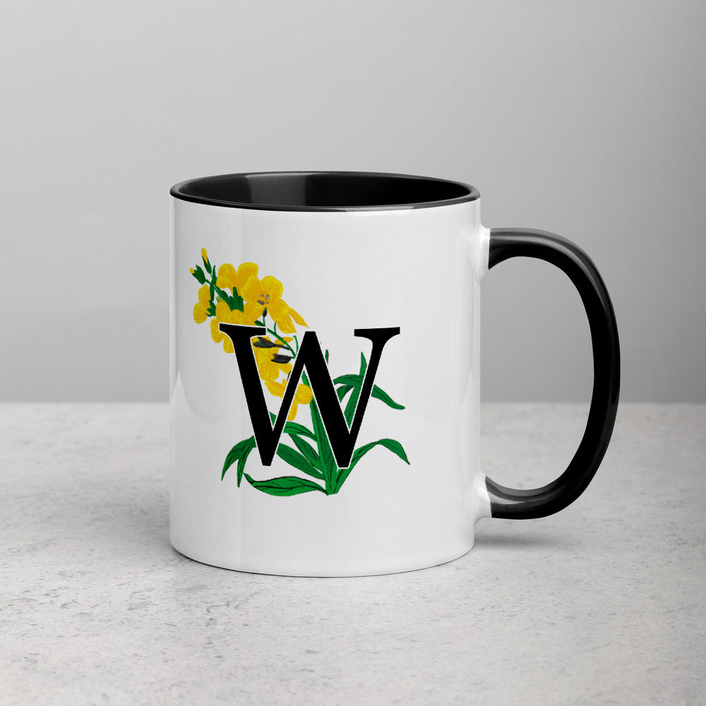 Letter W Floral Mug