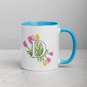 Letter D Floral Mug
