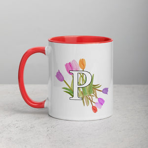Letter P Floral Mug