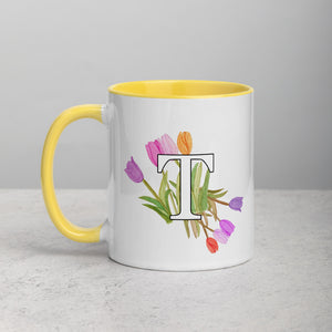 Letter T Floral Mug