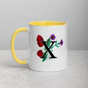 Letter X Floral Mug