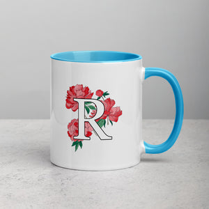 Letter R Floral Mug