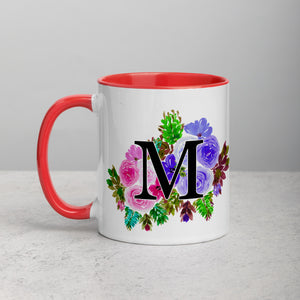 Letter M Floral Mug
