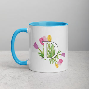 Letter D Floral Mug