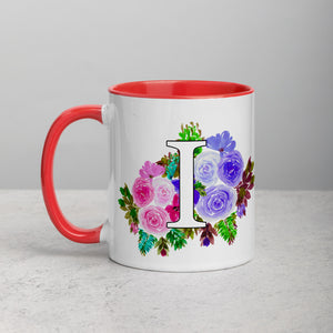 Letter I Floral Mug