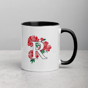 Letter R Floral Mug