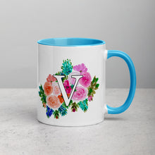 Load image into Gallery viewer, Letter V Floral Mug