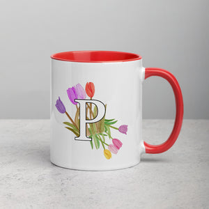 Letter P Floral Mug