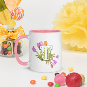 Letter T Floral Mug
